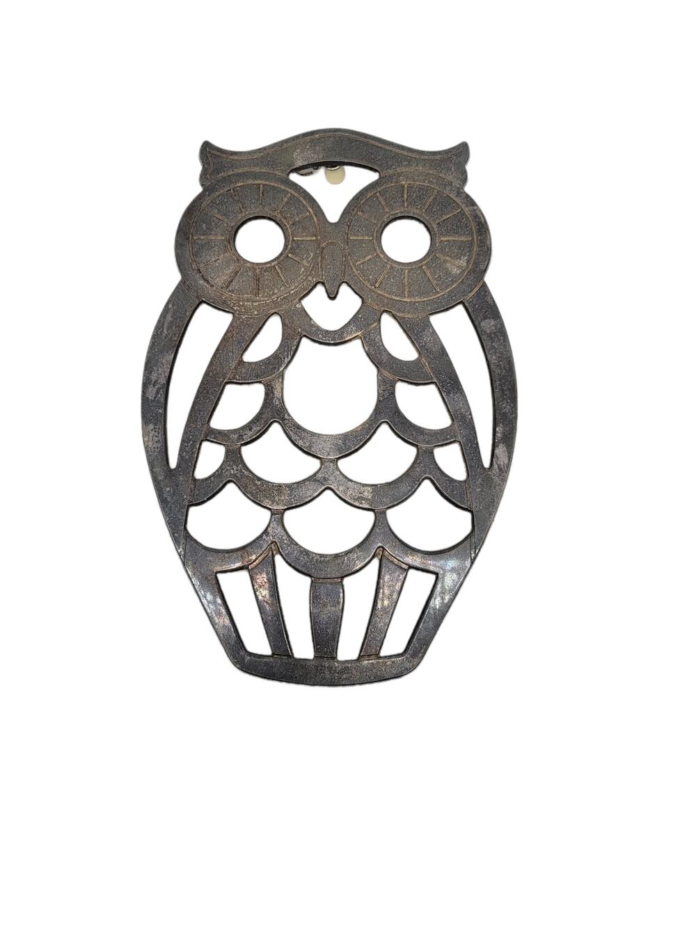 MCM Owl Trivet Leonard Silverplate Made in Italy Vintage Retro Wall Hanging